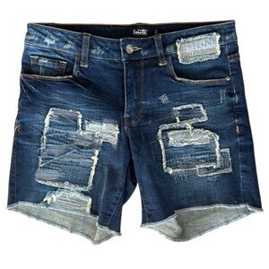 Nanette Lepore Distressed Patchwork Denim Shorts - Size 4, Soft Stretch Denim